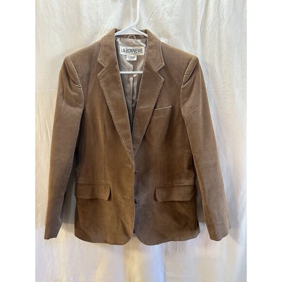 Vintage La Bonne Vie Corduroy Blazer Jacket – Tan, Made in Japan, Size 8 - Picture 5 of 6